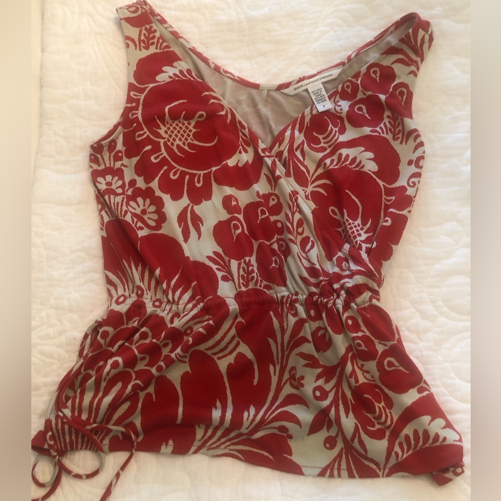 Diane Von Furstenberg silk wrap top size 8